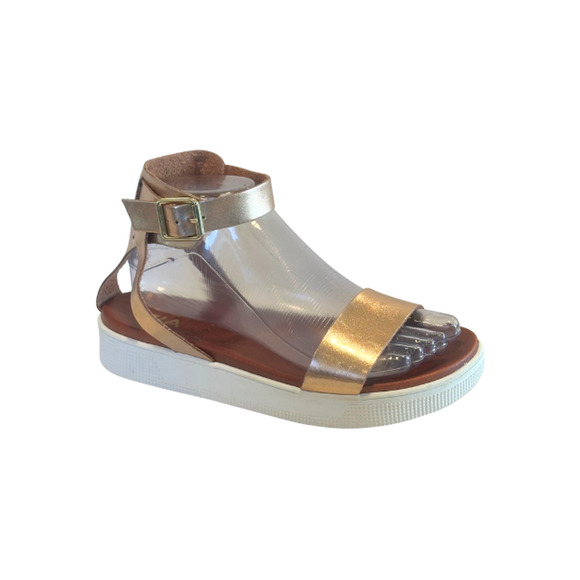 Mia Ellen Sandals Platform Wedge Rose Gold Metallic Women's Size 8M - Picture 1 of 8